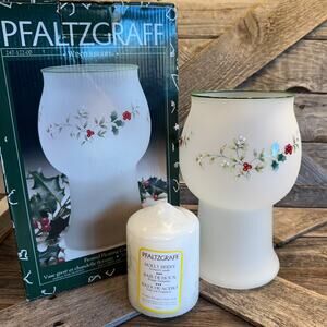 1998 Vintage Pfaltzgraff Winterberry Frosted Glass Floating Candle Vase, Holiday
